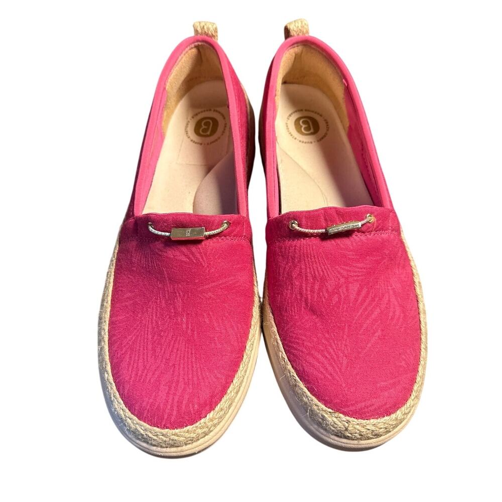 BZees Slip on Pink Palm Leaf Jute Loafer Size 9